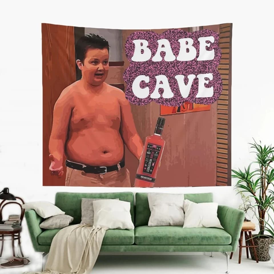 Cross-border dropshipping Jibi Beibei Cave interesting meme tapestry wall decoration tapestry aesthetic home decoration