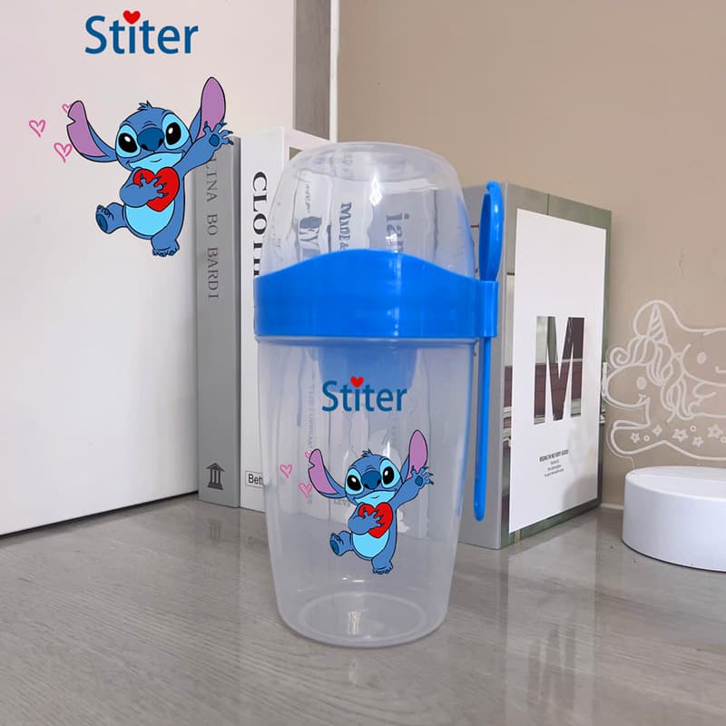 Cross-border Best-selling Cartoon Stitch Stitch Salad Cup Double-layer Thickened Light Meal Diet Cup with Dressing Cup