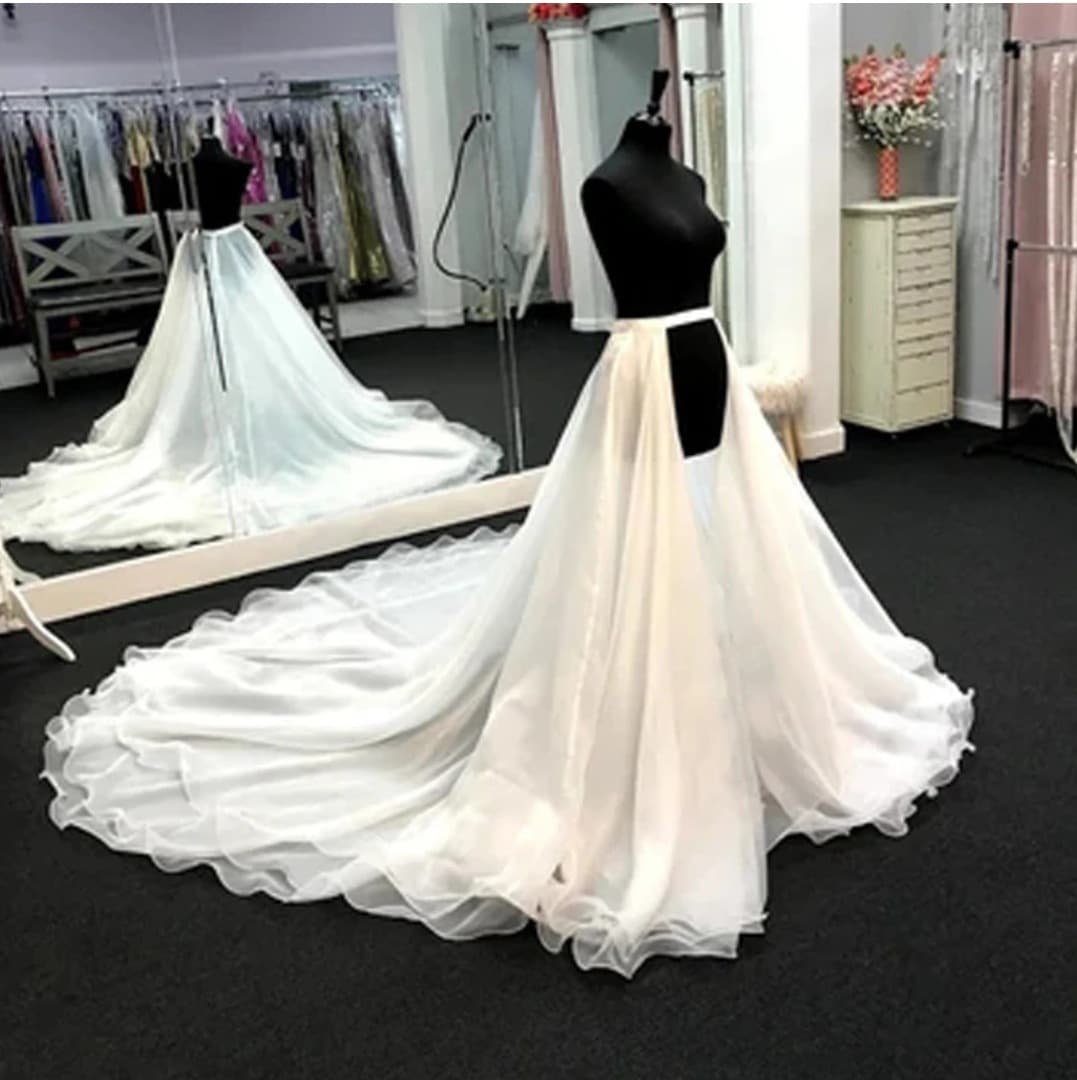 Foreign trade European and American style 3-layer organza detachable skirt wedding dress accessories long train runway skirt
