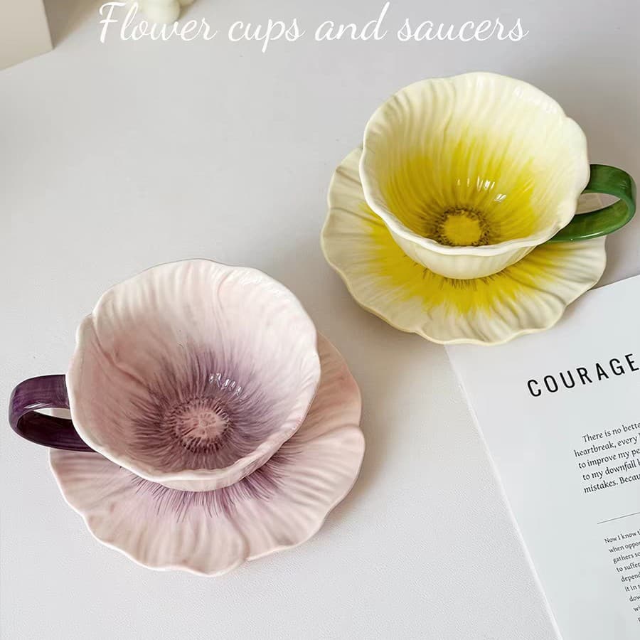 Hand-painted ceramic coffee cup design niche ladies high-looking latte cup beautiful coffee cup and saucer set