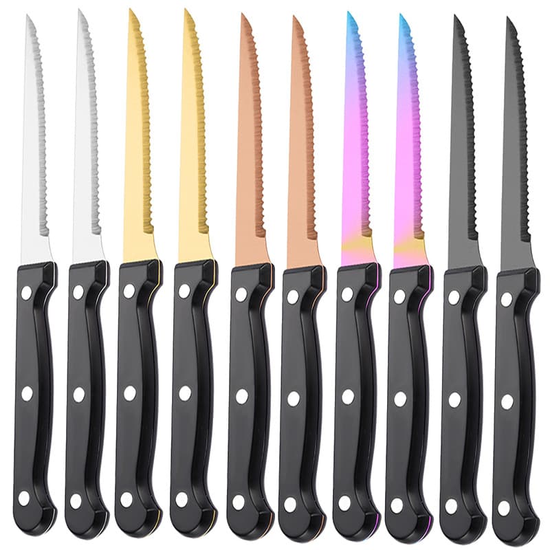Source factory 4.5-inch Western steak knife cross-border stock serrated knife PP black extended handle steak knife
