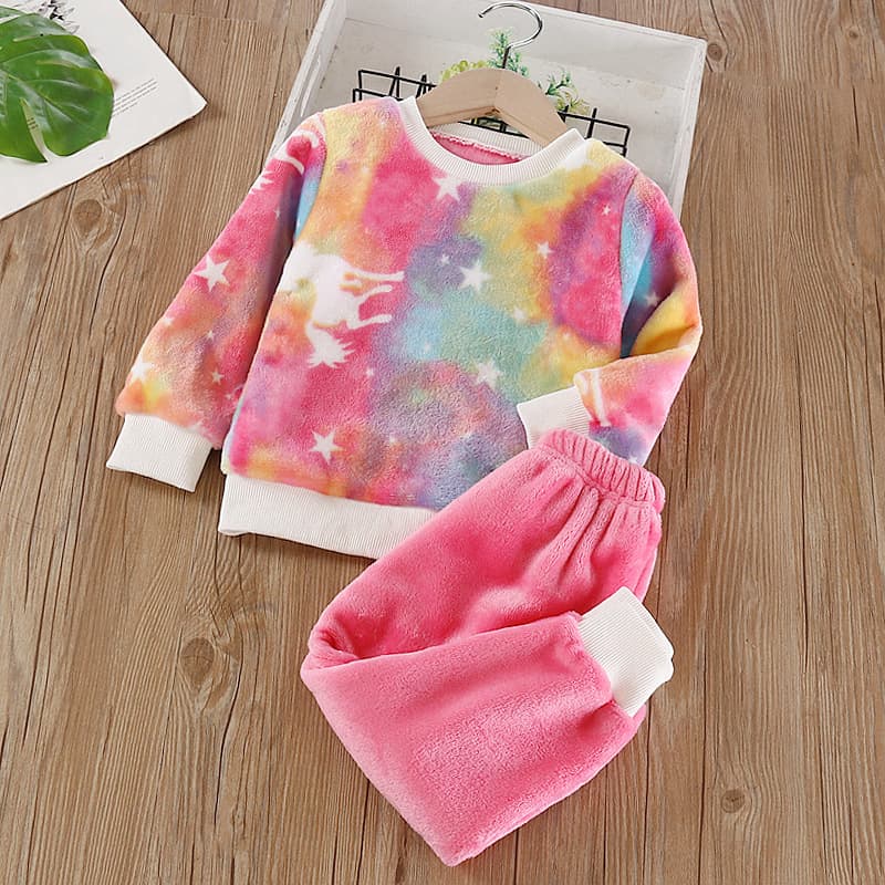 Baby Flannel Homewear Set Boys Girls Kids Autumn Winter Pajamas 1-5 Years Children Warm Thickened