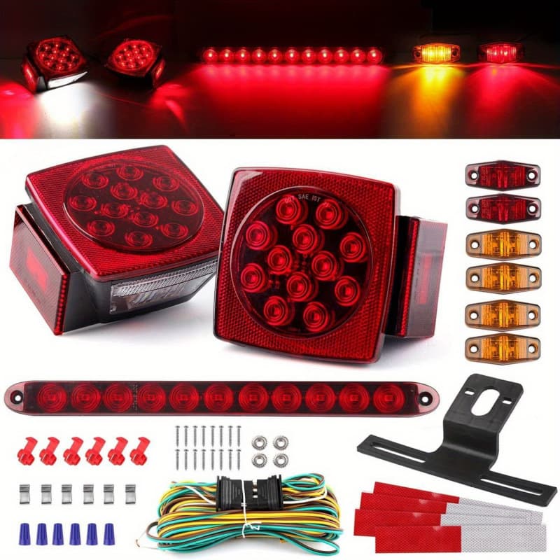 2026 New Model Cross-border Dropshipping Trailer LED Light Kit 2x Square 12V Stop/Turn/Tail Lights