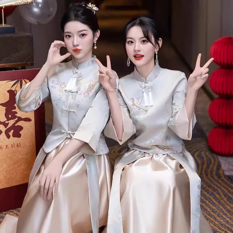 Chinese-style Bridesmaid Dress 2026 New Unique Wedding Sister Group Horse Face Skirt Suit Autumn Winter Wearable Daily