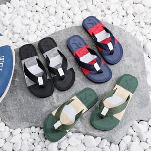 Summer New Color-Block Trendy Men's Flip Flops, Fashionable Casual Indoor Outdoor Beach Sandals, Factory Direct Supply