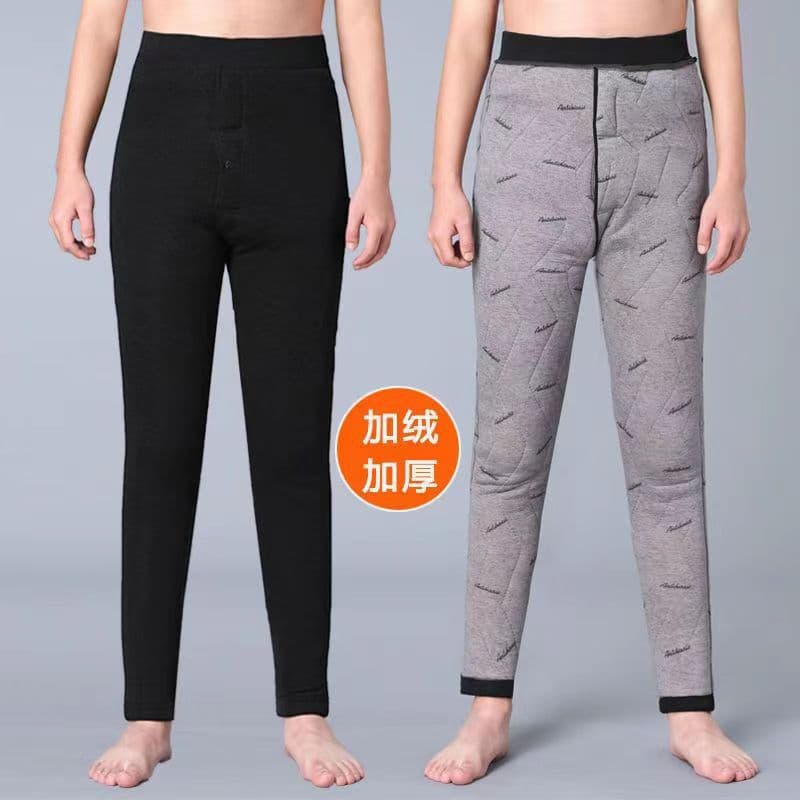Men's Cotton Thermal Pants Camel Hair Winter High Waist Plus Size Loose Fit Thick Warm Casual Cold Protection