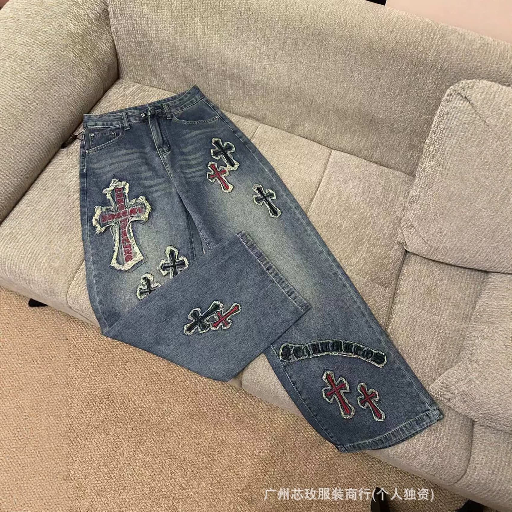 High quality~CH correct original 2026 new Korean style versatile fashionable American retro cross loose jeans