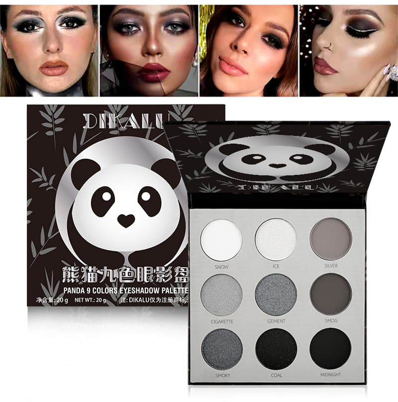 Cross-border Panda eye shadow pearlescent matte European and American dark 9-color smoky eye shadow palette waterproof and easy to smudge eye makeup