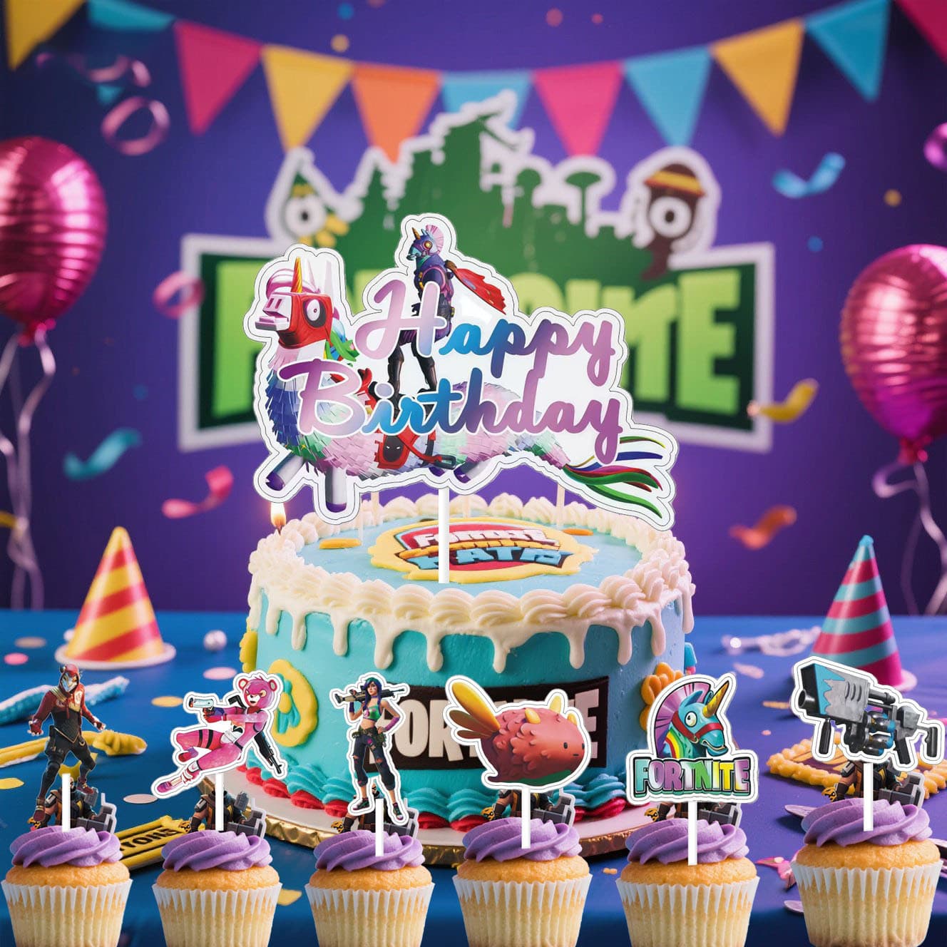 Cross-border Hot Selling Fortnite Castle Cake Decoration Game Fortnite Main Cake Insert Flag Sweet