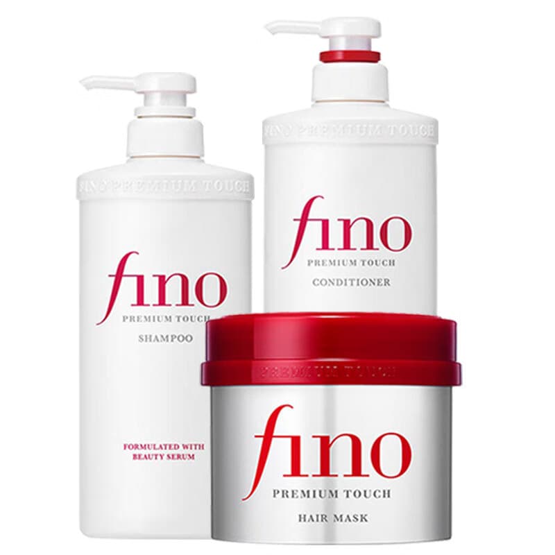 Fino Premium Touch Hair Shampoo and Conditioner 550ml, Red Jar Hair Mask 230g, Moisturizing, Smoothing, Damage Repair