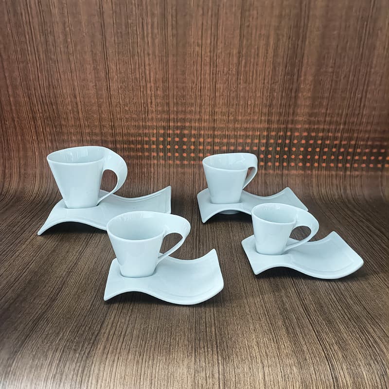 Irregular Art Cup and Saucer White Ceramic Coffee Cup European Style Cappuccino Latte Cup Large Capacity Coffee Cup