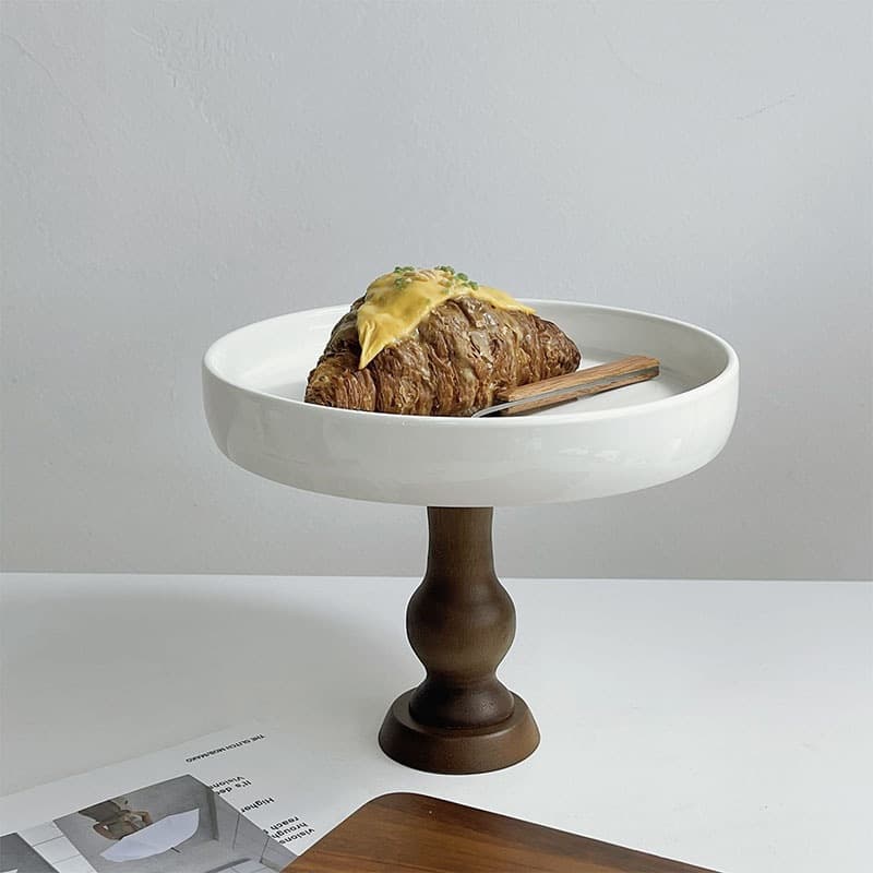 In Stock Minimalist High-Footed Tray, Serving Plate Fruit Plate, Cake Dessert Plate, Wooden High-Footed Plate, Serving Dish