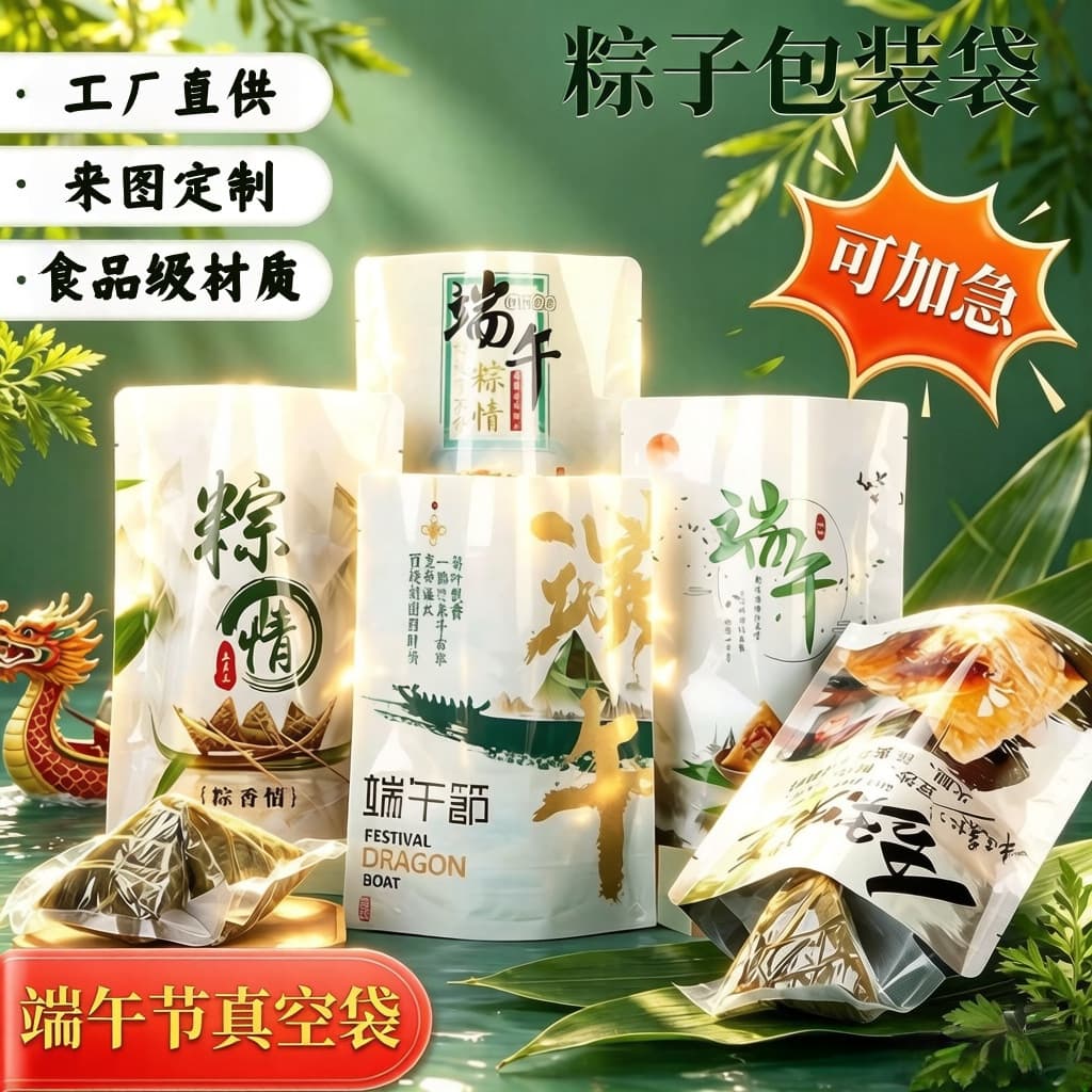 Zongzi vacuum packaging bag, universal outer sealing bag, Dragon Boat Festival plastic sealing gift plastic heat sealing sealing bag customization