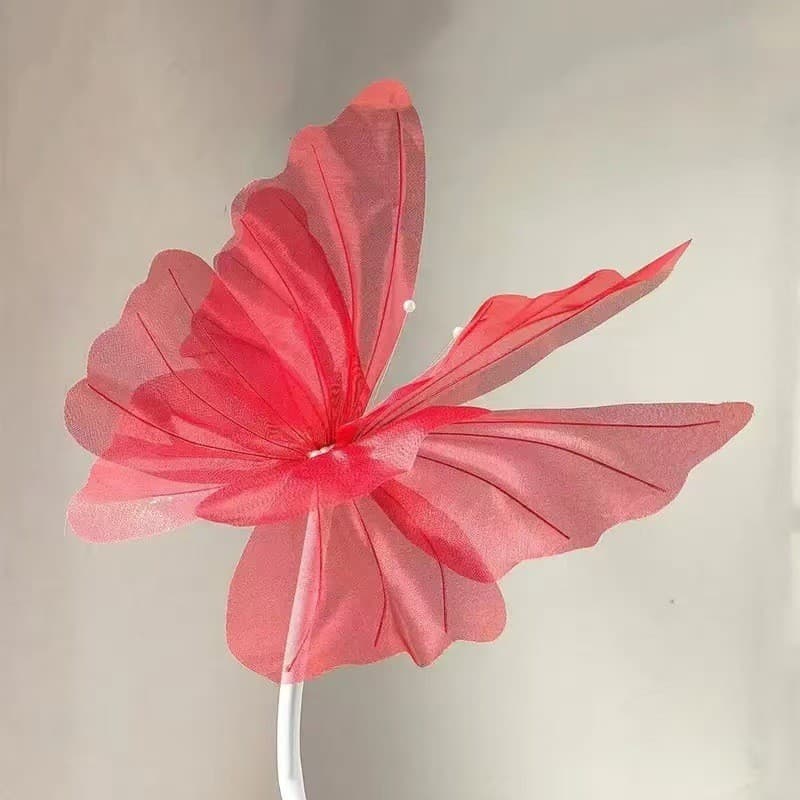 Wedding Tulle Butterfly Pearl Iridescent Wedding Room Decoration Living Room 3D Tulle Flower Aisle Decor Real Silk Flower Wedding Scene Setup