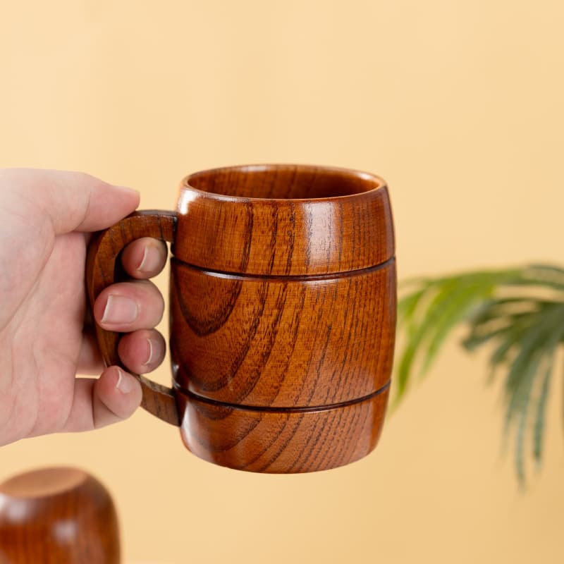 Sour Jujube Wood Wooden Beer Mug Wooden Coffee Cup Large Belly Cup Wooden Handle Mug Household Minimalist Tea Cup