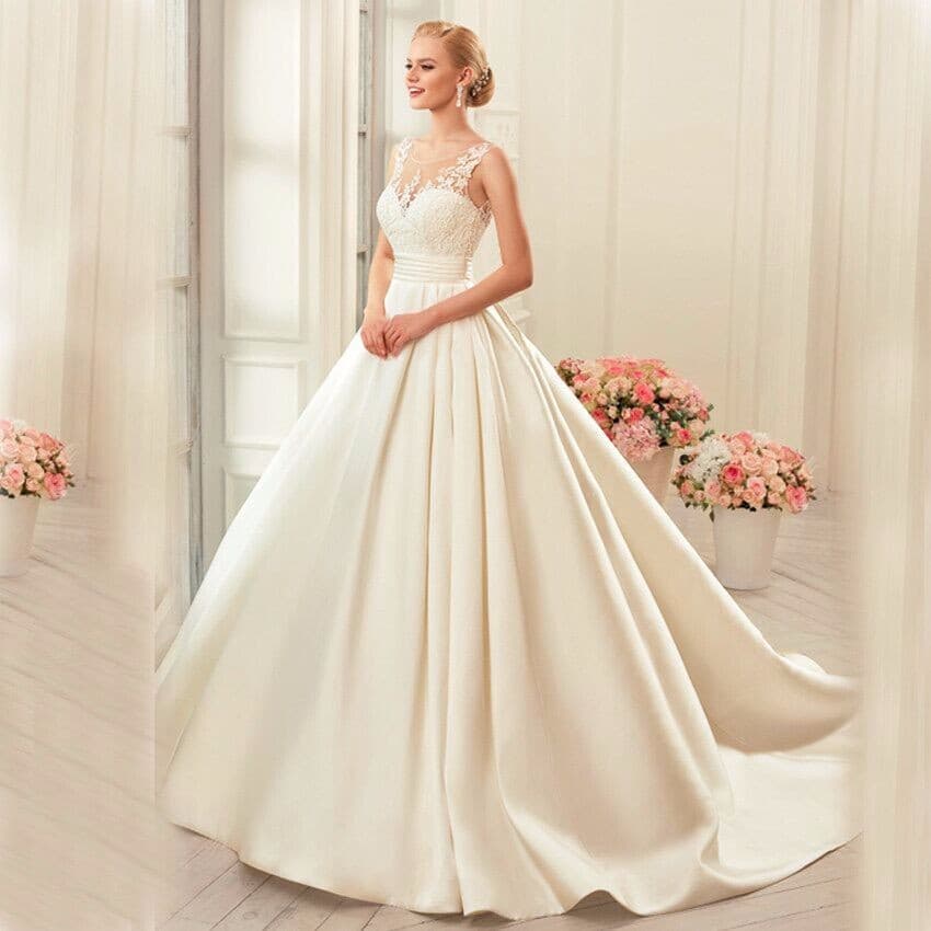 Cross-border Independent Station Wedding Dress Bride Spring New Style Foreign Trade Train Double Shoulder Wedding Dress Plus Size Bride Wedding