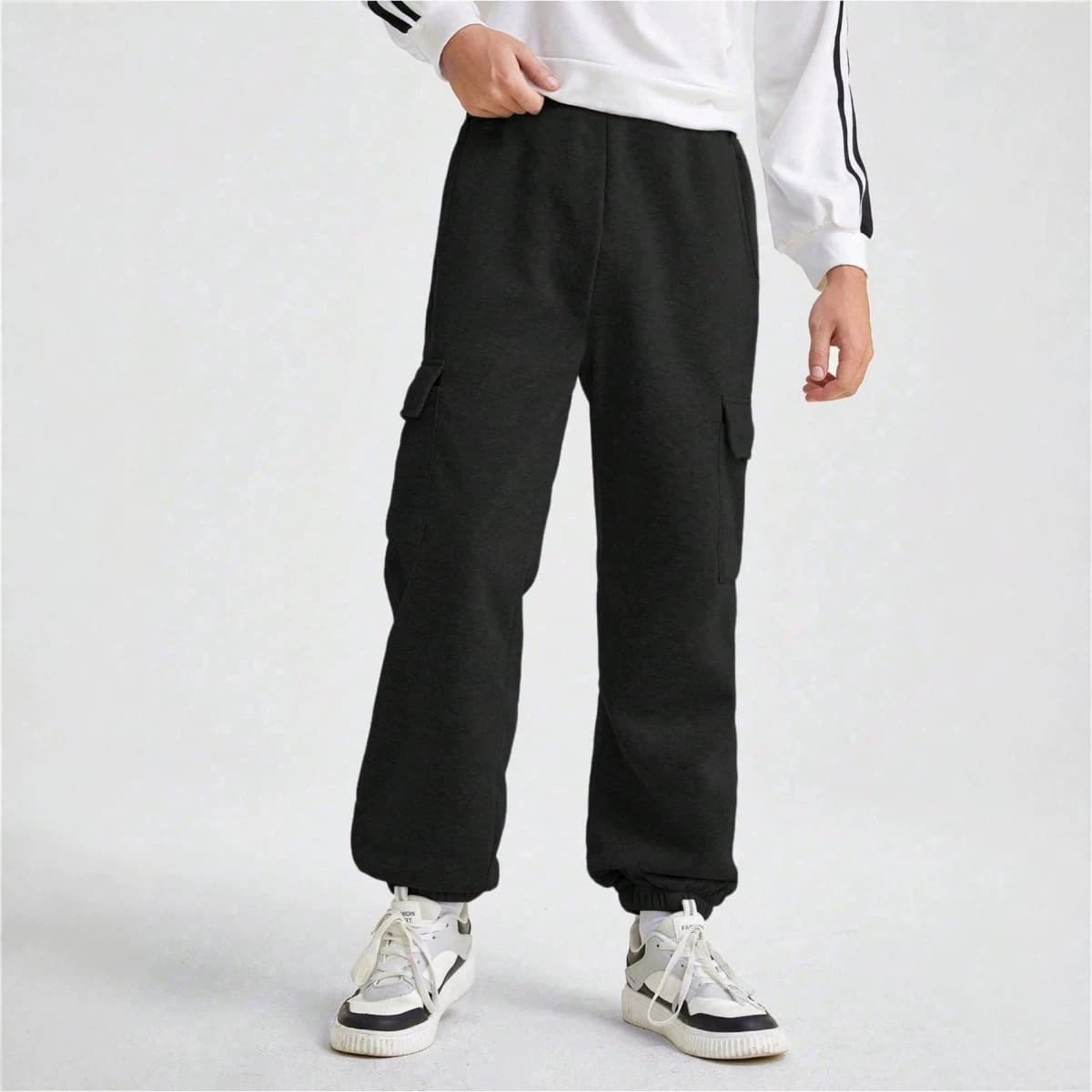 Big Kids European Style Cargo Jogger Pants Children's Casual Sports Long Pants Versatile Durable Comfortable Cross-Border Sweatpants