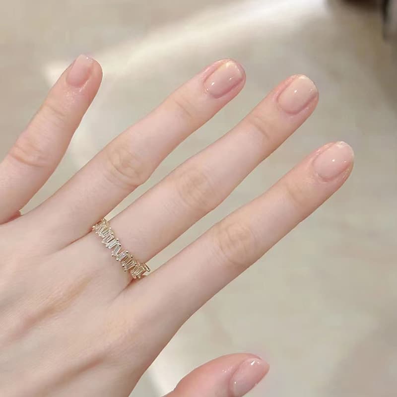 Soft Pure Light Nude Color Whitening Fake Nails European and American Medium-Long Square False Nails Ready-to-Wear 24 Pieces Set
