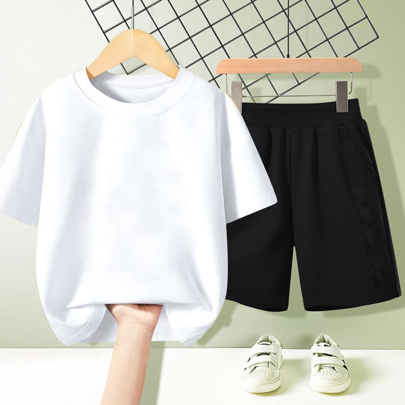Children's Cotton 2-Piece Set: Short Sleeve T-Shirt + Shorts for Boys and Girls