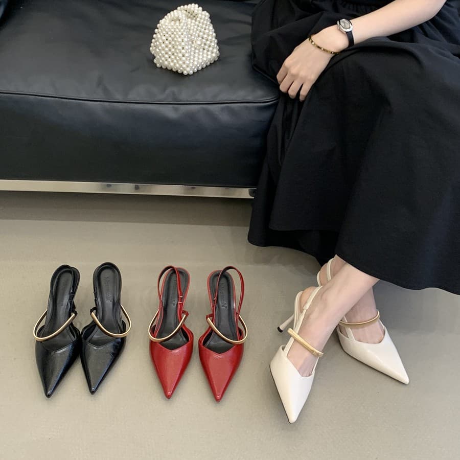 Pointed Toe Stiletto Heel Slim Sandals 2026 Spring/Summer New French Goddess Style Sexy Heels for Dresses
