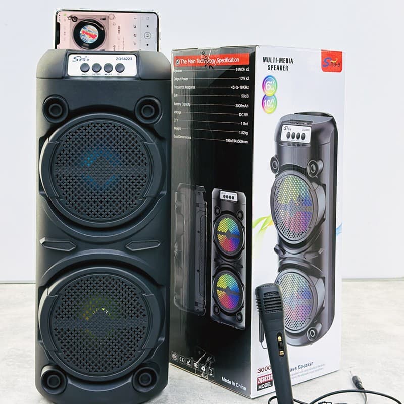 ZQS-6223 Wireless Bluetooth Square Dance Audio Portable Home Karaoke Dual Speaker 6-Inch
