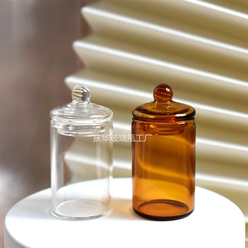 Mini Straight-leg Glass Canister For Dried Flowers Tea Coffee Beans Storage Dollhouse Model Scene Design Decorative Piece