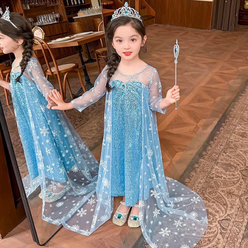 Girls Elsa Princess Dress Summer 2025 New Stylish Children High-End Birthday Party Dress