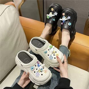 EVA thick sole crocs for women 6CM summer outdoor cute cartoon non-slip odor-resistant clogs slippers wholesale