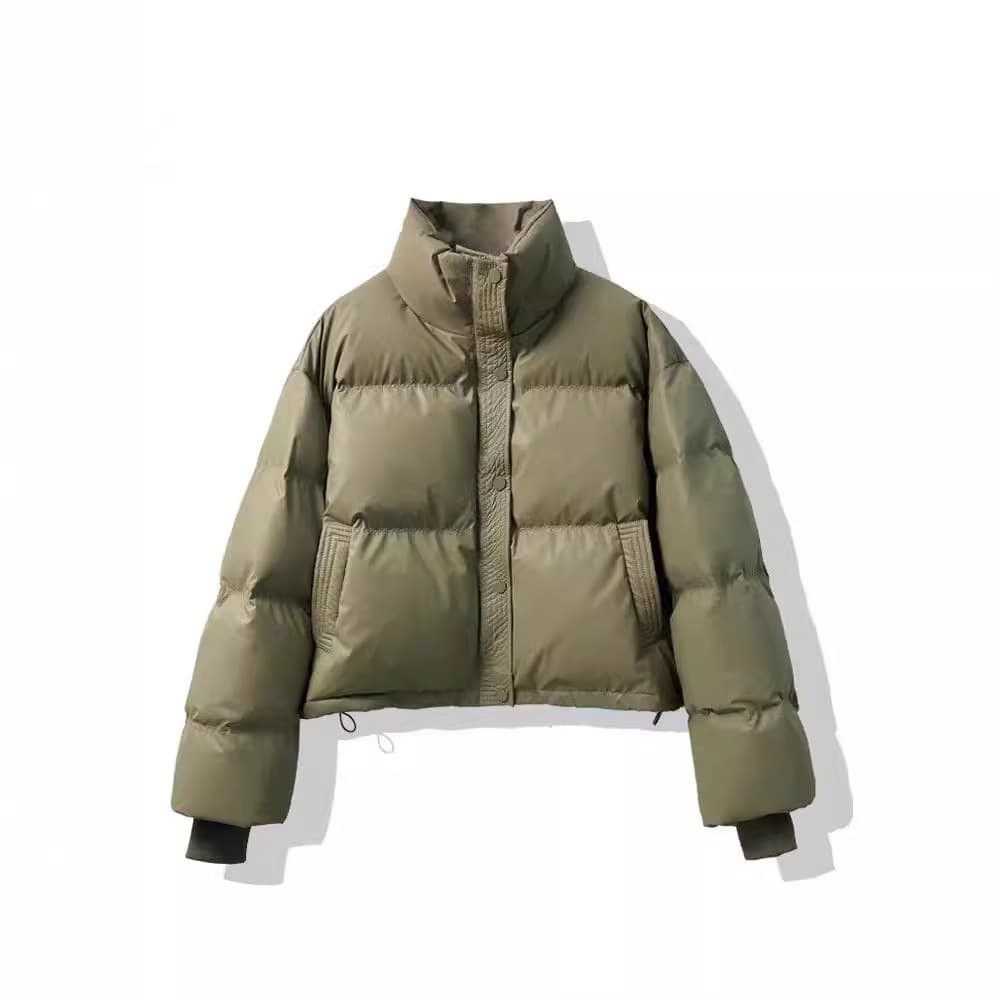 New women's short down-filled cotton-padded jacket, no washing required, 2025 new style, loose fit, thickened, puffy style, petite style, trendy.