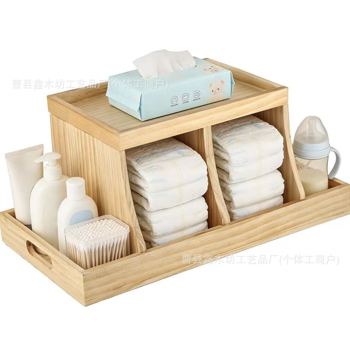 Creative Wooden Diaper Storage Box Cross-border Solid Wood Diaper Organizer Box Wooden Baby Supplies Storage Rack