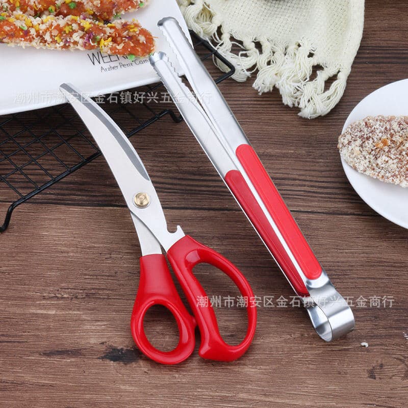 Korean thickened stainless steel barbecue tongs bread food tongs extended Korean cuisine charcoal grilled steak buffet tongs