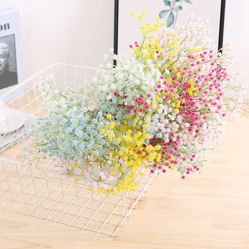 Cross-border hot-selling simulated flower single colorful baby's breath home decoration display flower plastic fake flower simulated baby's breath