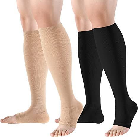 Factory direct wholesale of cross-border open-toe compression socks, multi-functional calf socks, sleep elastic compression socks, long socks.