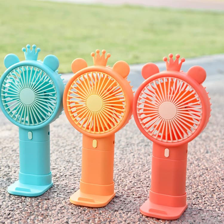 New Crown Cartoon Fan Handheld Portable Rechargeable Outdoor USB Fan Custom Logo