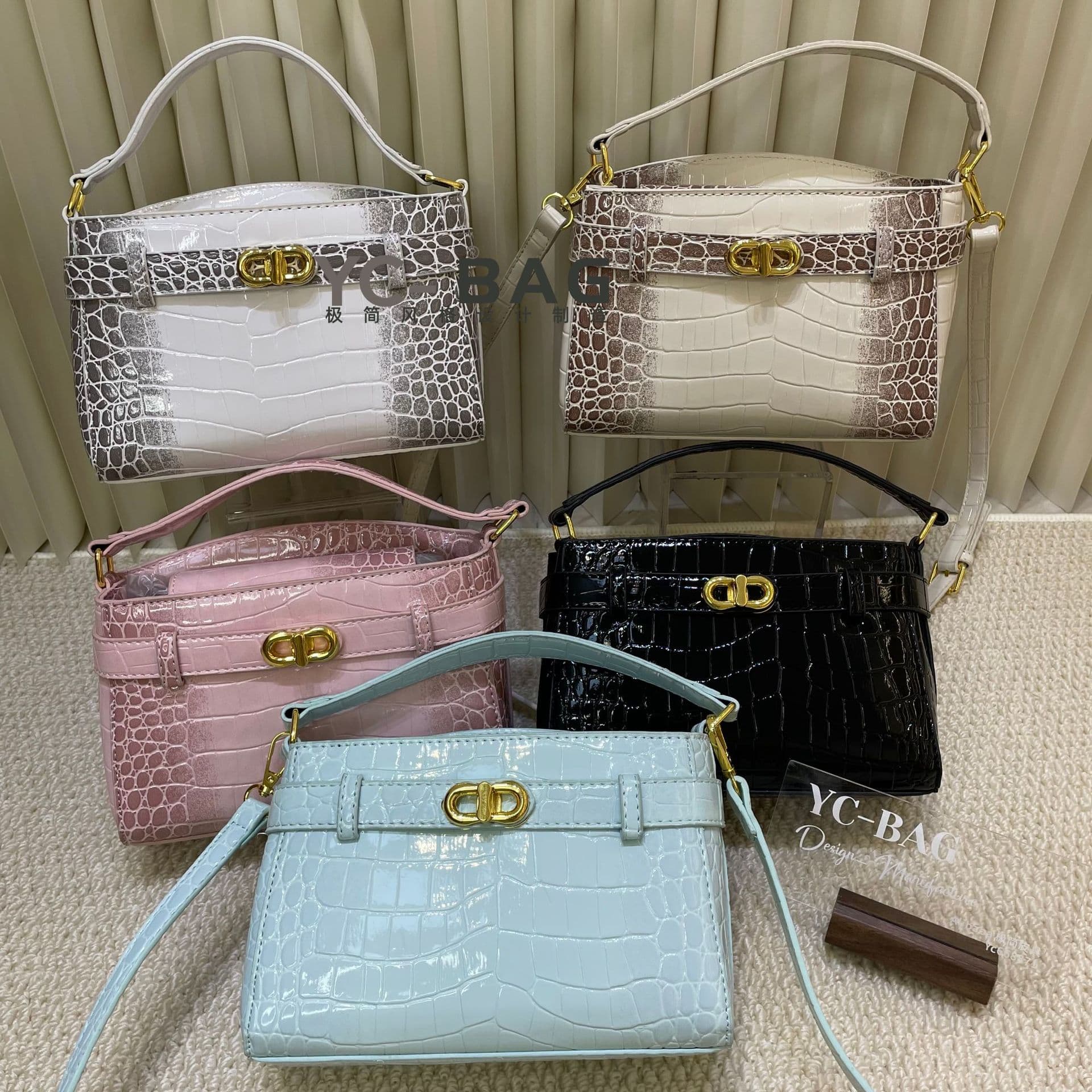 2026 Early Spring New Crocodile Pattern Kelly Bag Handbag Small C Kelly's Bag Fashionable Shoulder Crossbody Bag