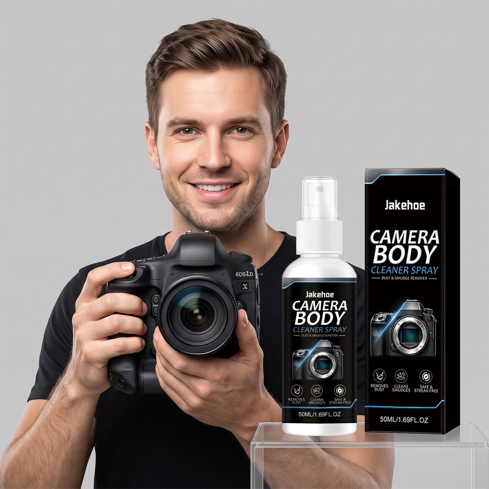 JAKEHOE Camera Body Cleaning Spray - Camera Exterior Wipe & Stain Remover, Daily Care for Digital Lenses