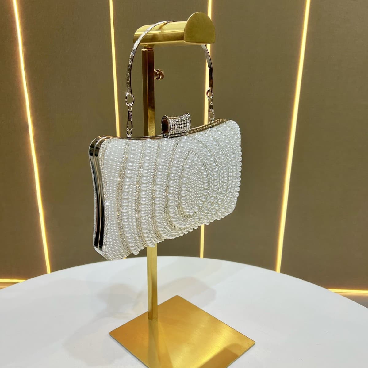 Cross-border Women's Clutch Bag Shoulder Evening Bag Handbag Small Bag Crossbody Hand Carry Bag Pearl Evening Clutch