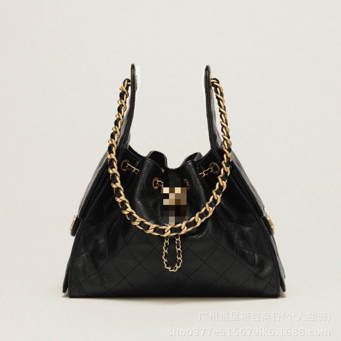25C New Hippie Hobo Women's Bag Genuine Leather Fashion Bucket Chain Crossbody Bag Drawstring Chain Shoulder Underarm Bag