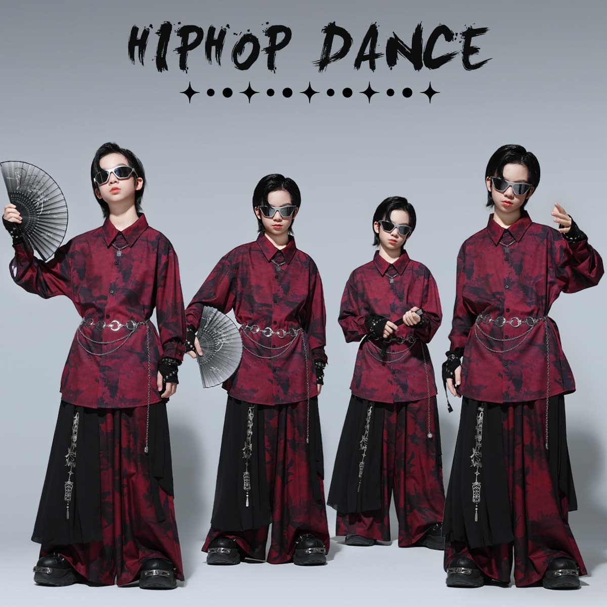 Children's Street Dance Performance Outfit, Cool Boy Chinese Style Set, Kids Hip Hop National Trend Stage New Year Performance, Fashionable
