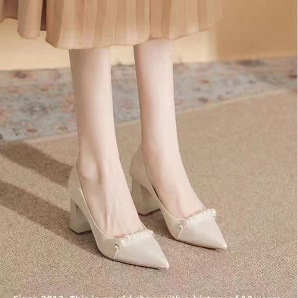 Elegant Satin High Heels Chunky Heel Shoes White Qipao Shoes Bridesmaid Shoes Women's Daily Wedding Shoes Bride Shoes