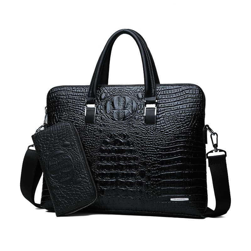 New Business Crocodile Pattern Large Capacity Men's Handbag Shoulder Laptop Briefcase Gift Bag Wholesale
