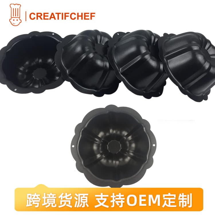 Wholesale Pumpkin Cake Mold Mini Carbon Steel Non-Stick Round Scalloped Fluted Disc Cupcake Mold