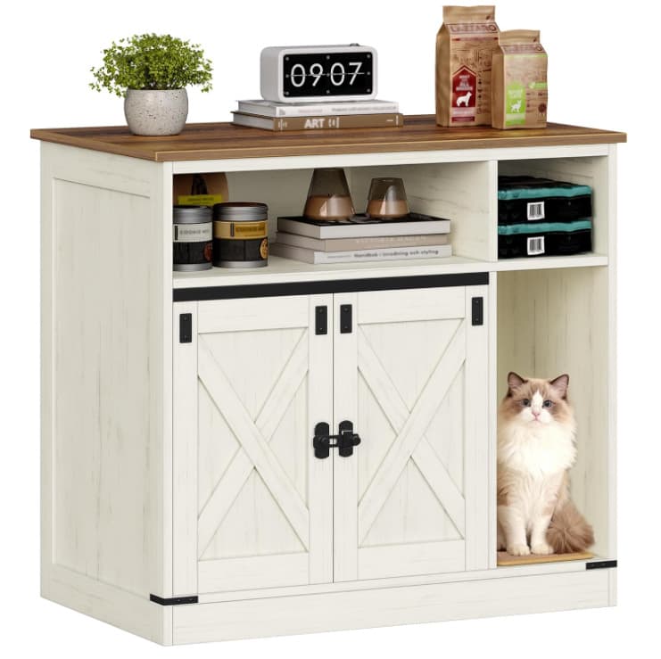 Hidden cat litter box cat house bedside table country style cat toilet with storage table cat litter cabinet with rack design