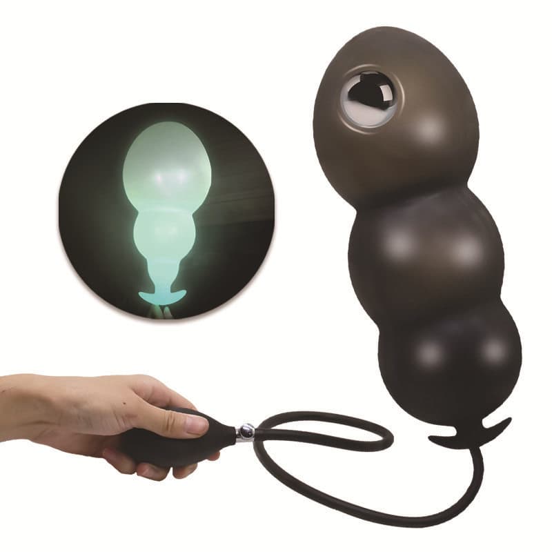 Giant Glow-in-the-Dark Inflatable Anal Plug with Beads, Inflatable Dilator Sex Toy for Men and Women, Anal Masturbator