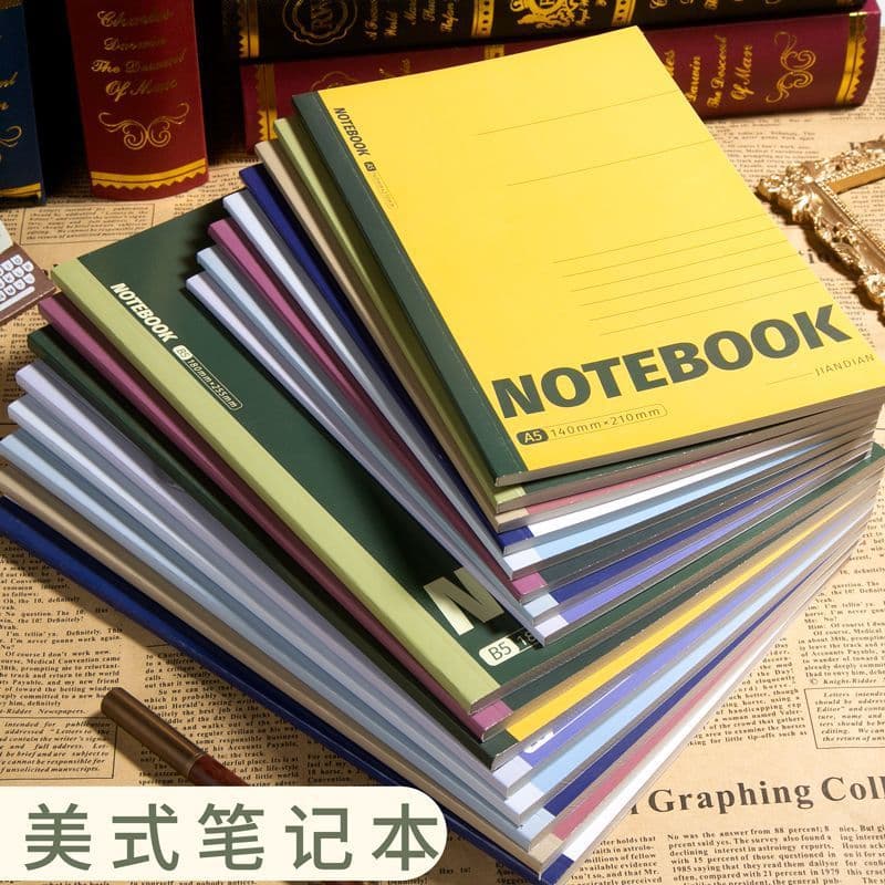 16K Notebook Thick Notebook B5 Notebook A5 Thick Lined Notebook Simple Office Notepad American-Style Soft Cover Notebook