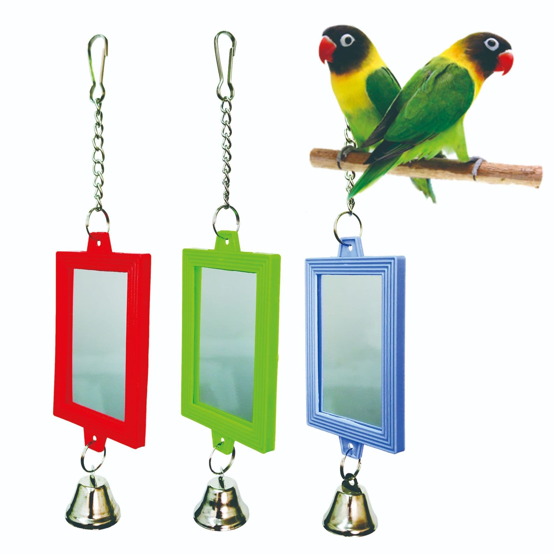 Foreign trade supply square double-sided mirror parrot toy Amazon best-selling colorful birdcage decorative accessories for birds