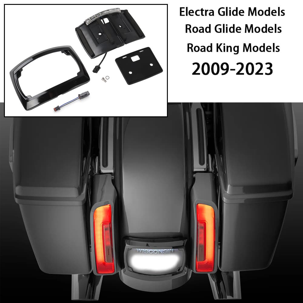 Suitable for Harley CVO road gliding street gliding road ST Road King motorcycle rear license plate frame LED light