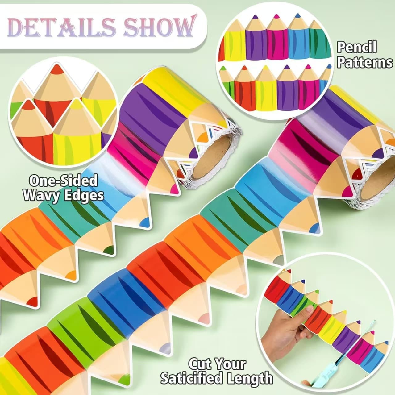 Cross-Border Hot-Selling Roll Pencil Blackboard Sticker Room Border Sticker Handicraft Decoration Adhesive Sticker