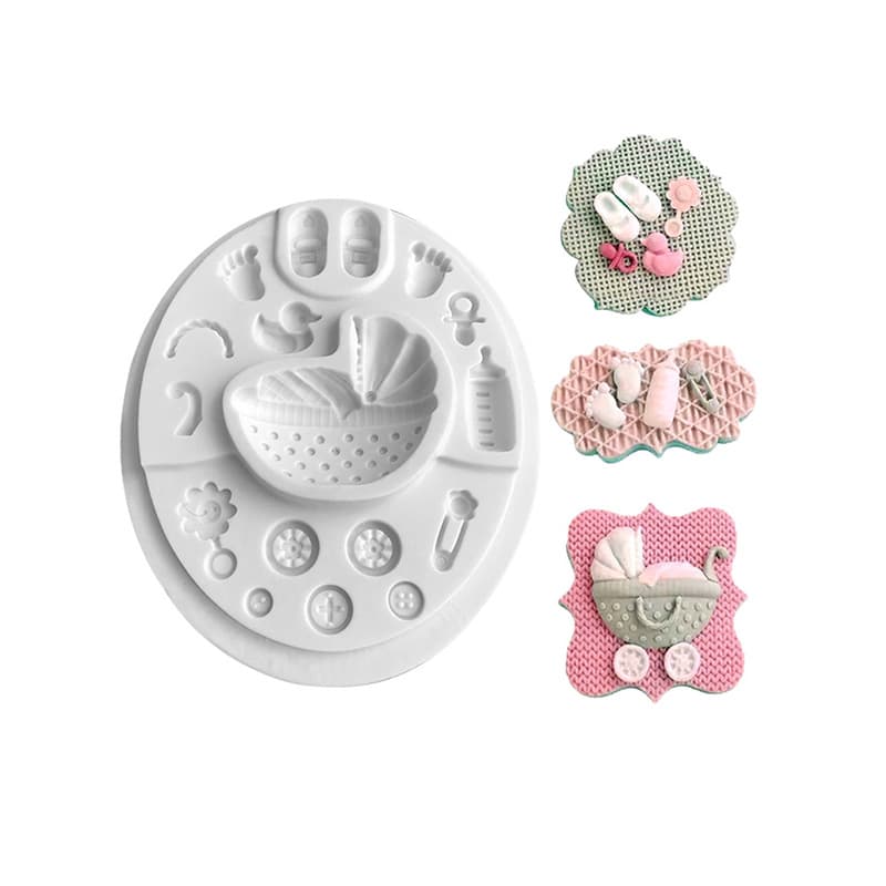 Baby Cradle Bottle Baby Toy Shoes Little Yellow Duck Cartoon Silicone Mold Plaster Clay Decoration