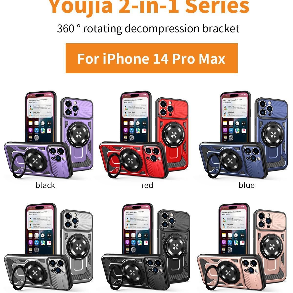Compatible with Samsung S23 PLUS Youjia Magnetic Phone Case with Rotating Stand S25 ULTRA Car Mount Shockproof Protective Cover